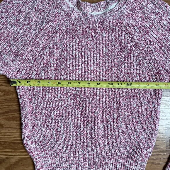 Free People Linen Cotton Electric City Sweater Marled White Pink Flowy Pullover - Picture 10 of 13